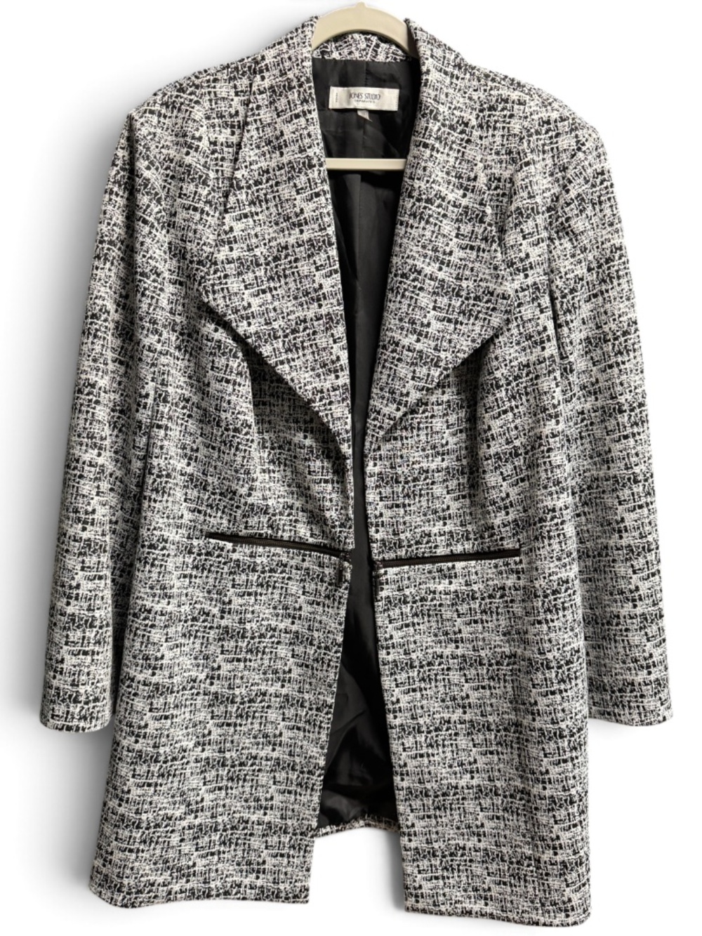 Jones Studio Separates Blazer 2X Black White Textured Plus Size Workwear